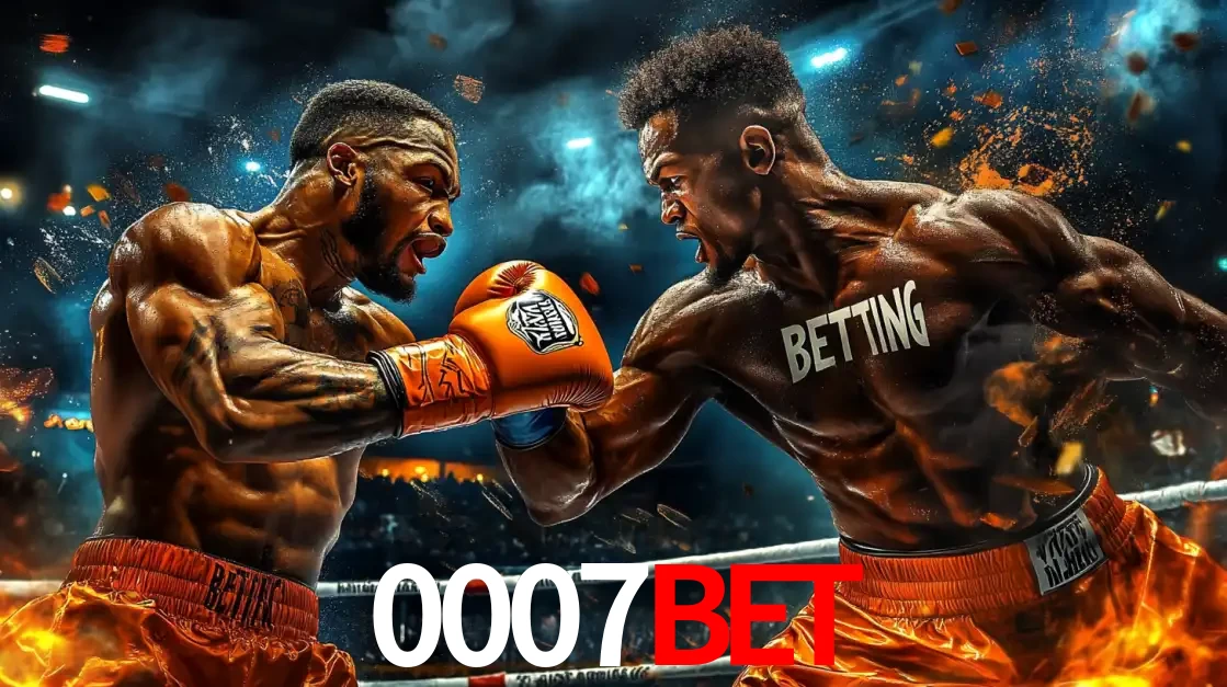 Dois boxeadores em uma luta intensa e explosiva, representando a adrenalina e as oportunidades de apostas em esportes de combate disponíveis na plataforma 0007BET.