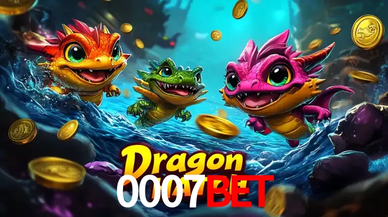 Arte promocional do jogo Dragon Hatch com três adoráveis dragões bebês nadando entre moedas de ouro, um dos slots mais divertidos para jogar no cassino 0007BET.