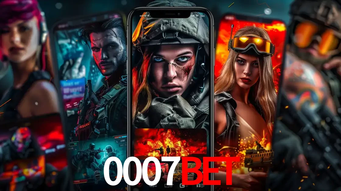 Montagem de telas de celular mostrando diversos personagens, masculinos e femininos, de um jogo de tiro, ilustrando a diversidade de equipes de e-sports para apostar no 0007BET.