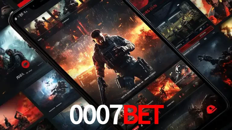 Tela de um celular exibindo uma galeria de jogos de tiro com temática militar, mostrando a variedade de e-sports disponíveis para apostas na plataforma de entretenimento 0007BET.